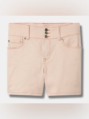 High-Rise Pink Denim Jegging Shorts with Triple Button. Sizes 14 & 16. NWT